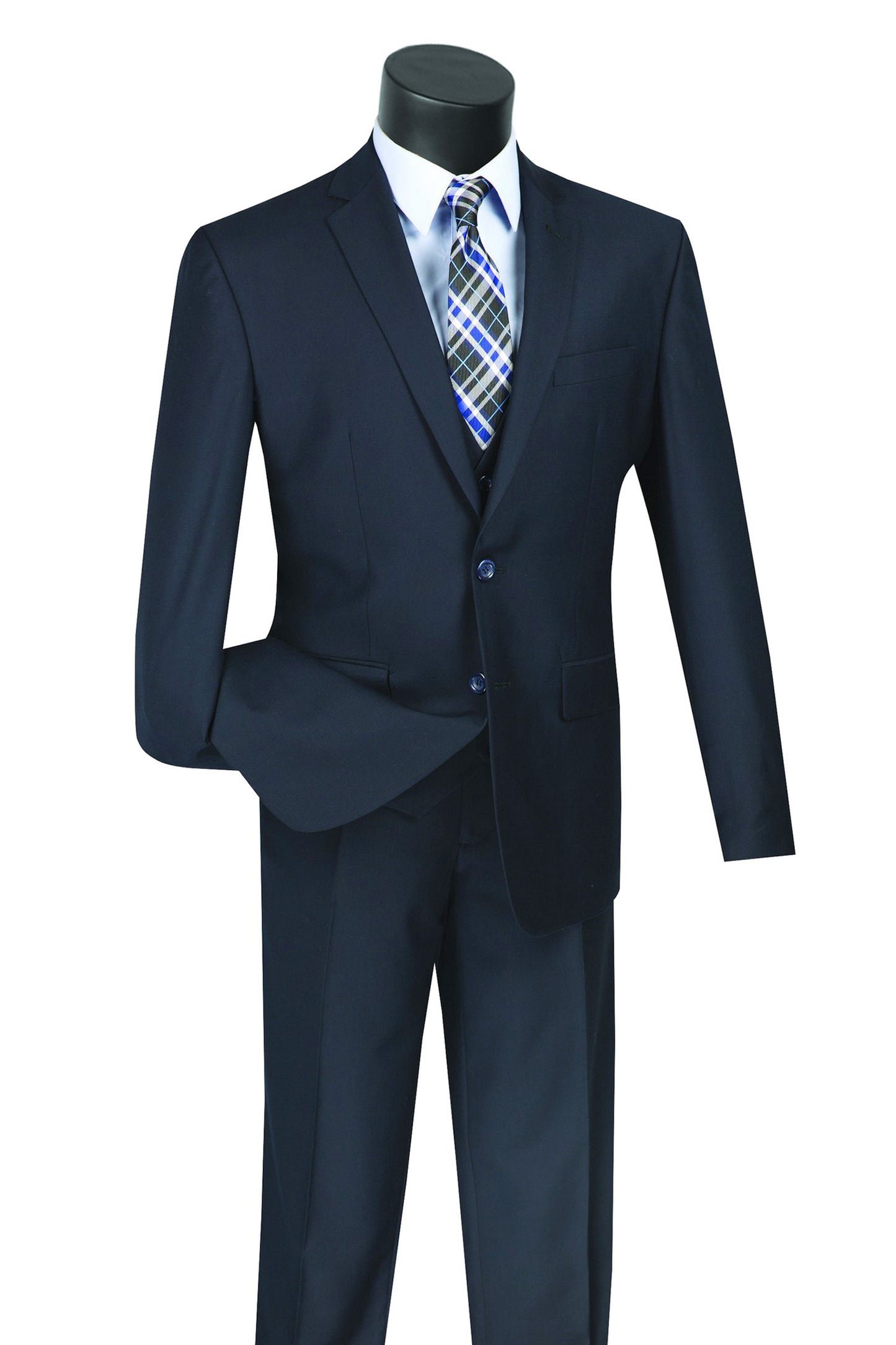 Vinci 3pc Slim Fit Single Breasted 2 button Suit (Navy)