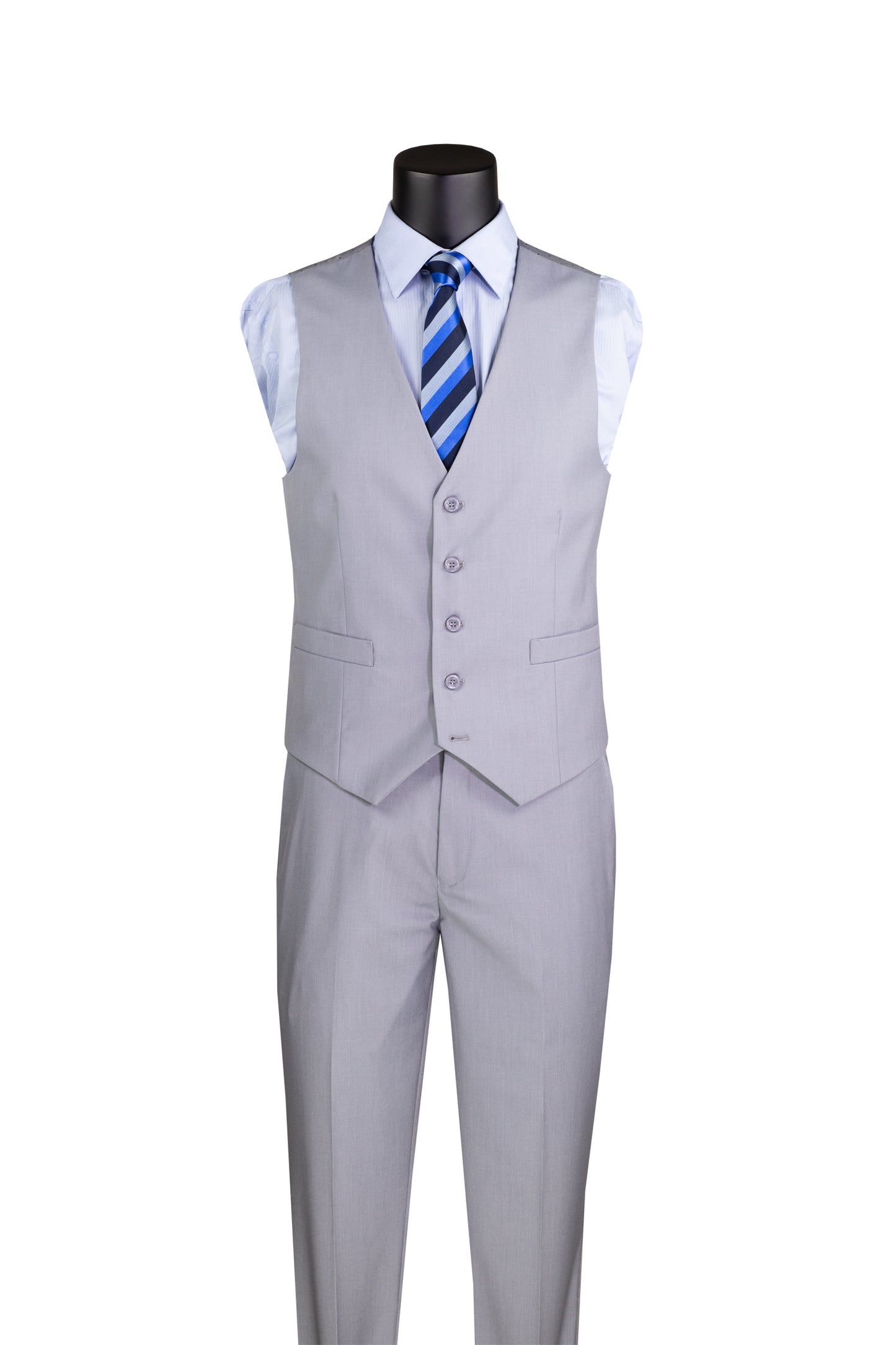 Vinci 3pc Slim Fit Single Breasted 2 button Suit (Light Gray)