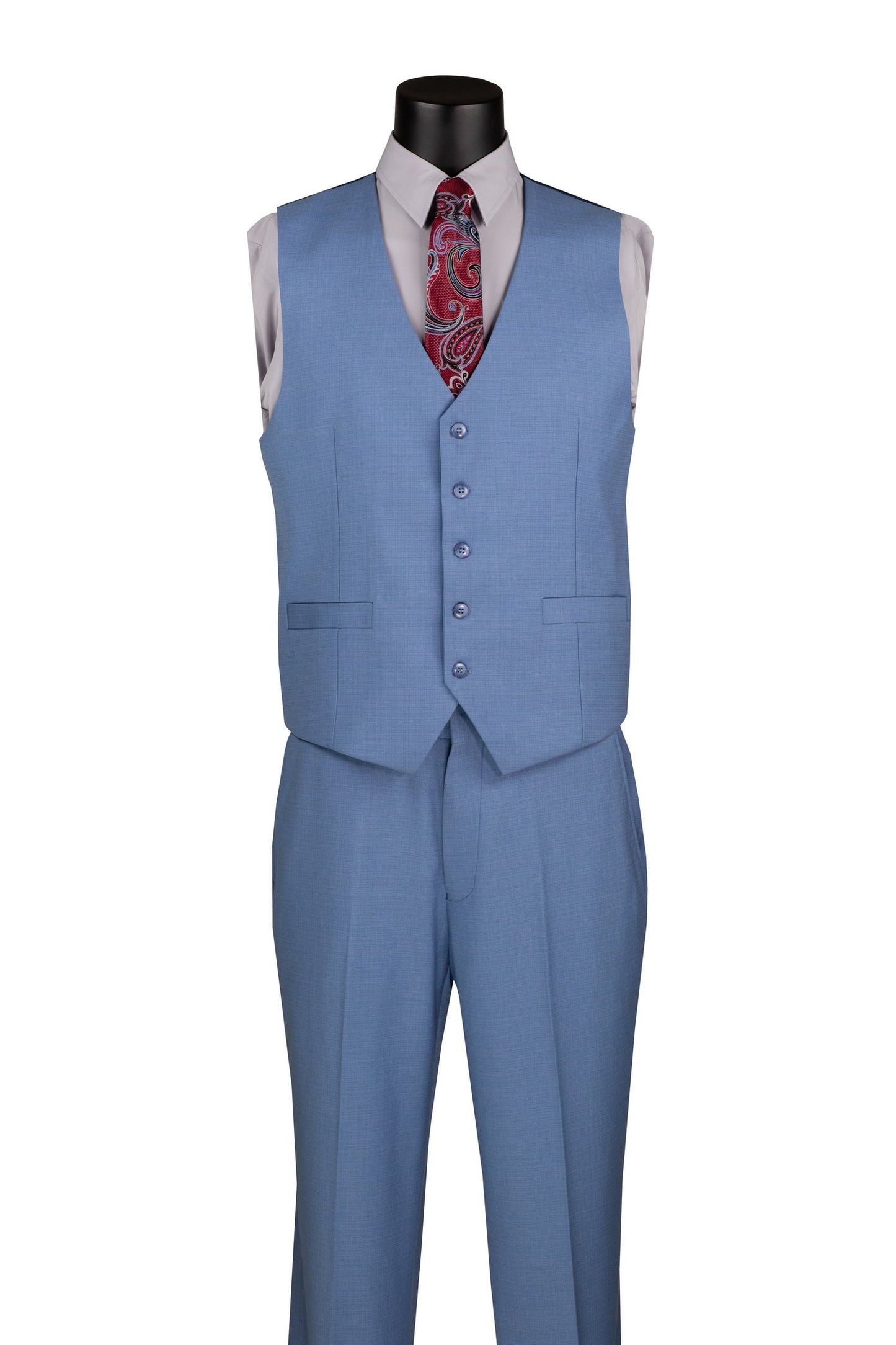 Vinci 3pc Solid Texture Regular Fit Suit (Dusty Blue)