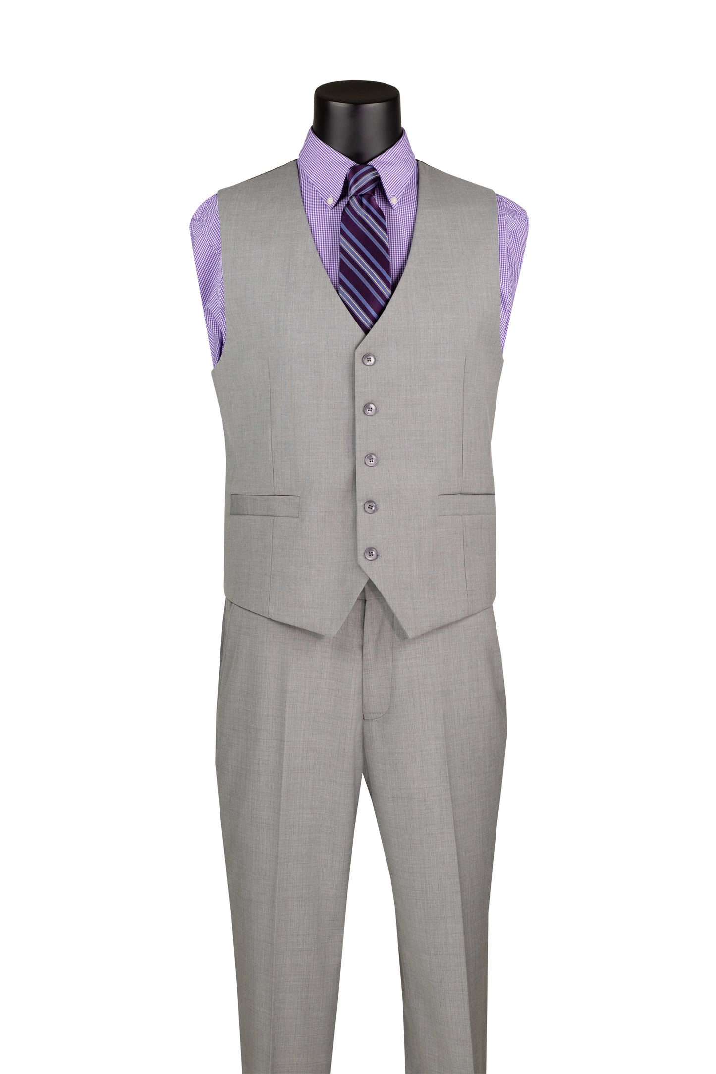 Vinci 3pc Solid Texture Regular Fit Suit (Light Gray)