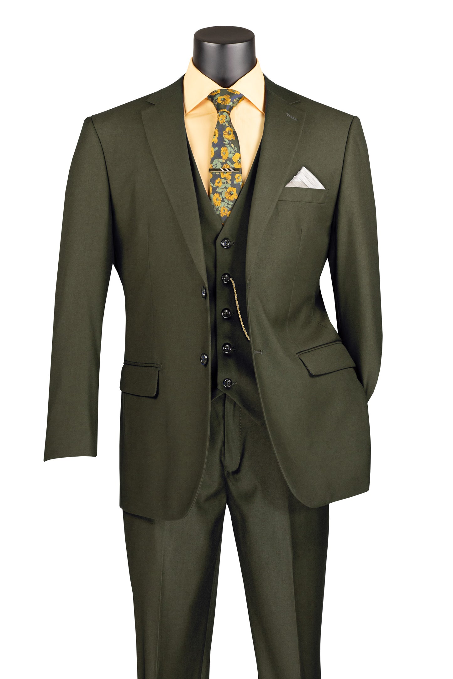 Vinci Classic Fit 3pc Suit (Olive)