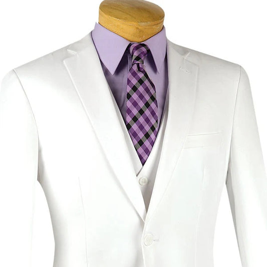 Vinci 3pc Slim Fit Single Breasted 2 button Suit (White)
