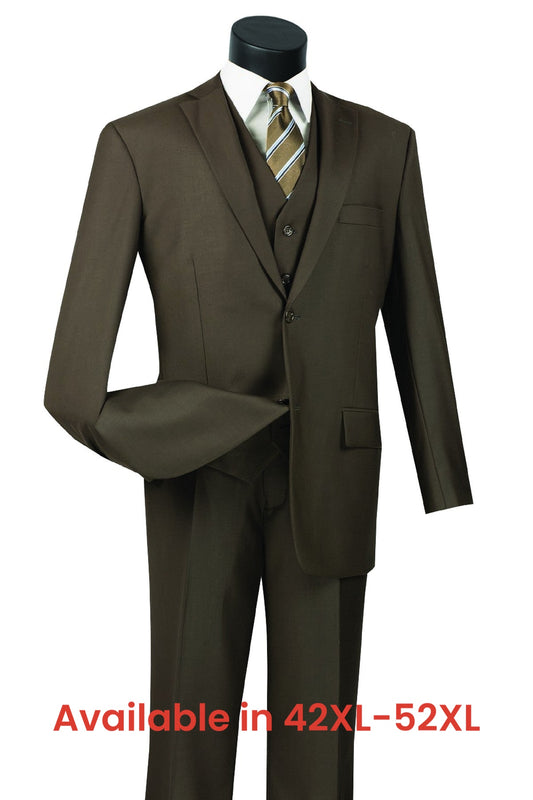 Vinci Classic Fit 3pc Suit (Brown)