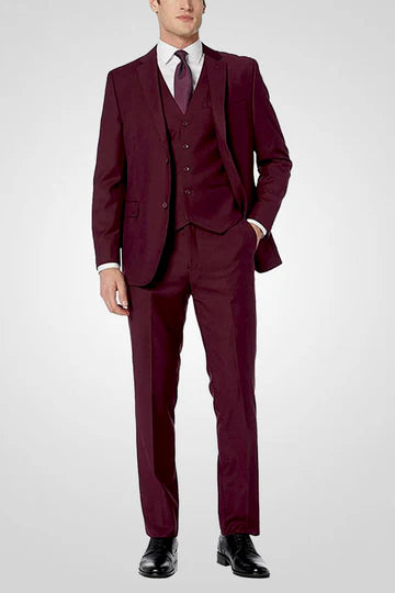 Caravelli 3pc Regular Fit Suit (Burgundy)