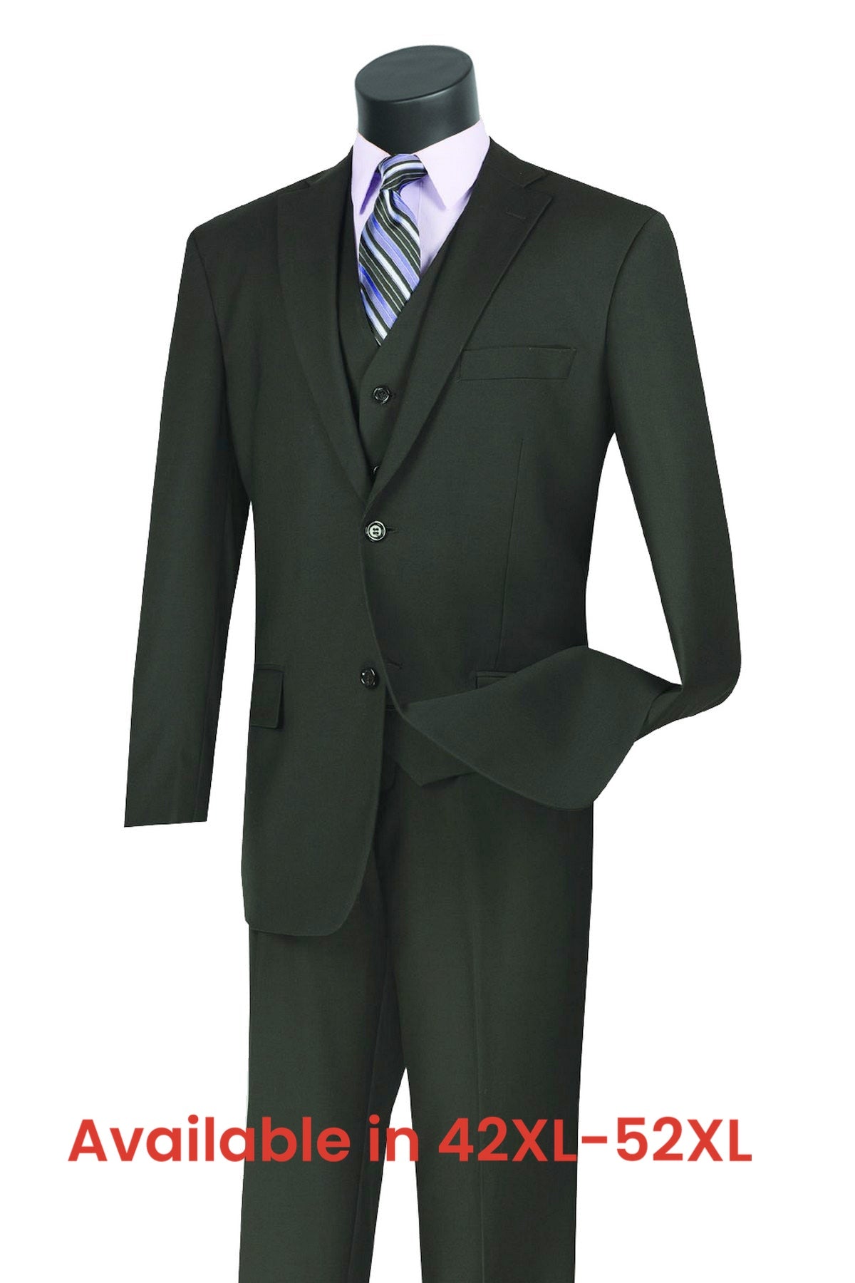Vinci Classic Fit 3pc Suit (Black)