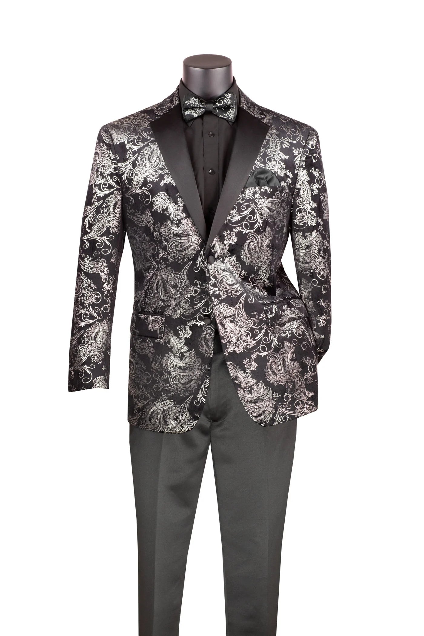 Vinci Modern Fit Fashion Jacket w/Matching Bow Tie
