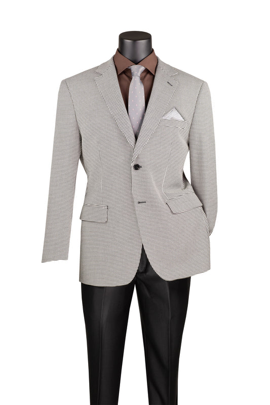 Vinci Modern Fit Houndstooth Pattern Sport Coat (Black)