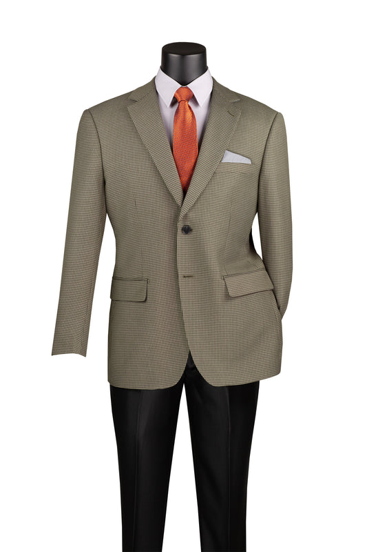 Vinci Modern Fit Houndstooth Pattern Sport Coat (Olive)