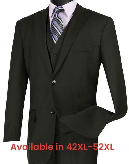Vinci Classic Fit 3pc Suit (Black)