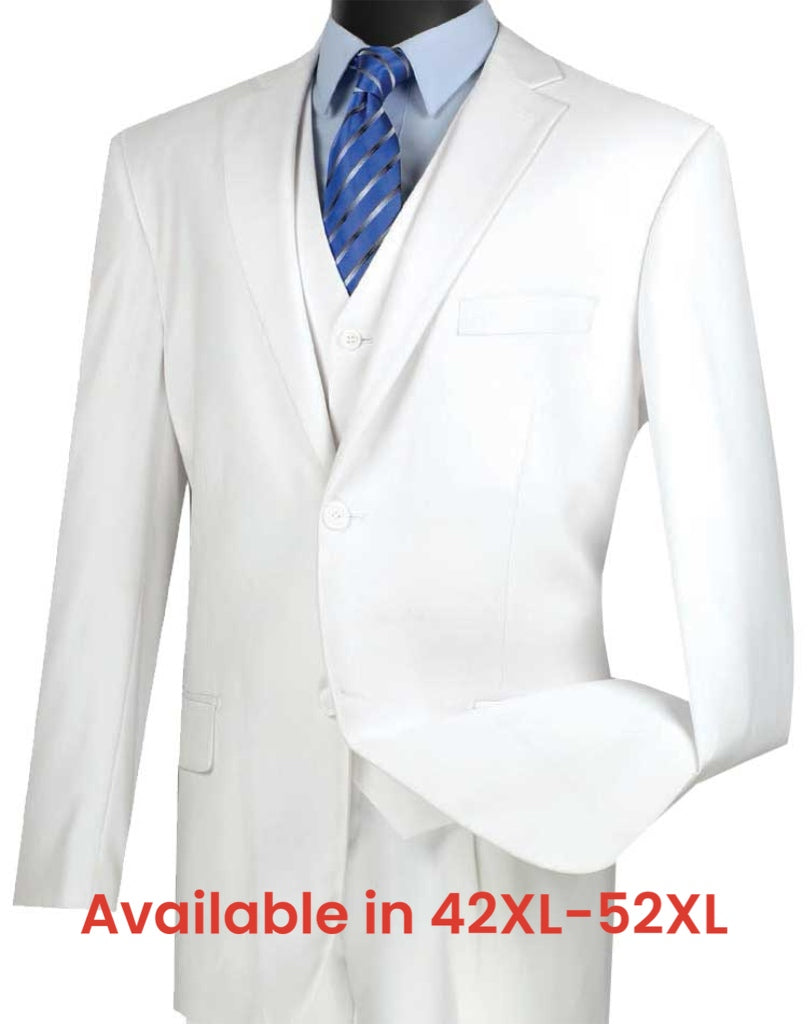 Vinci Classic Fit 3pc Suit (White)