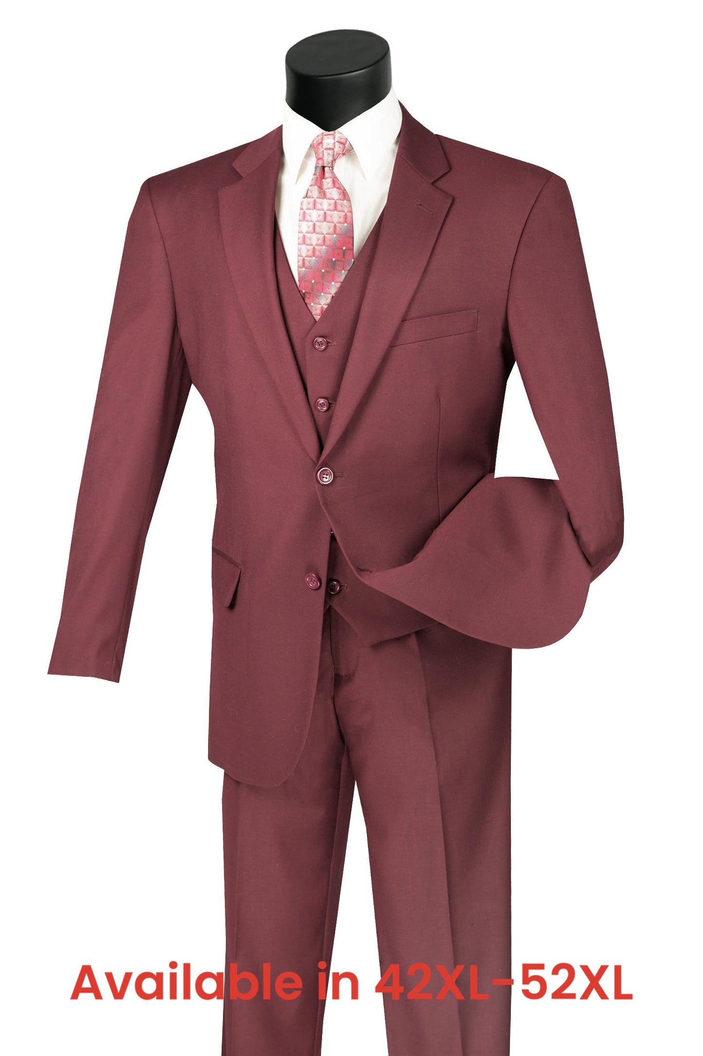 Vinci Classic Fit 3pc Suit (Maroon)
