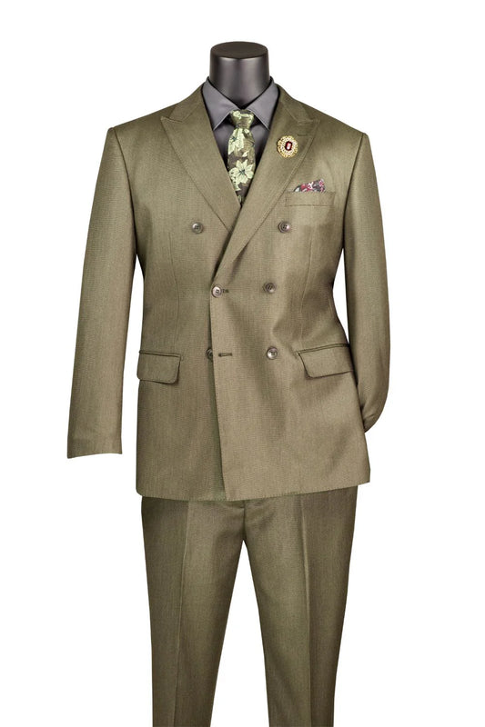 Vinci Classic Fit Double Breasted Suit w/Adjustable Waistband (Dusty Green)