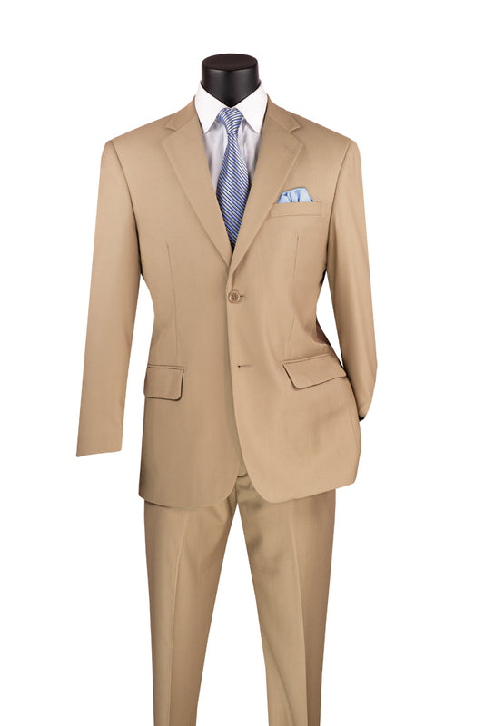 Vinci Executive 2pc Notch Lapel Regular Fit with 2″ Adjustable Waist Band Suit (Light Beige)