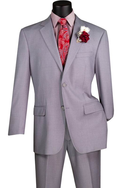 Vinci Executive 2pc Notch Lapel Regular Fit with 2″ Adjustable Waist Band Suit (Light Gray)