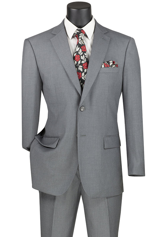 Vinci Executive 2pc Notch Lapel Regular Fit with 2″ Adjustable Waist Band Suit (Gray)