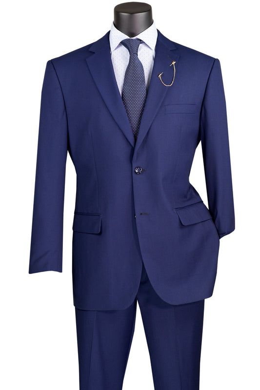 Vinci Executive 2pc Notch Lapel Regular Fit with 2″ Adjustable Waist Band Suit (Patriot Blue)
