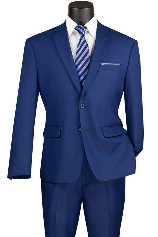 Vinci Executive 2pc Notch Lapel Regular Fit with 2″ Adjustable Waist Band Suit (Twilight Blue)