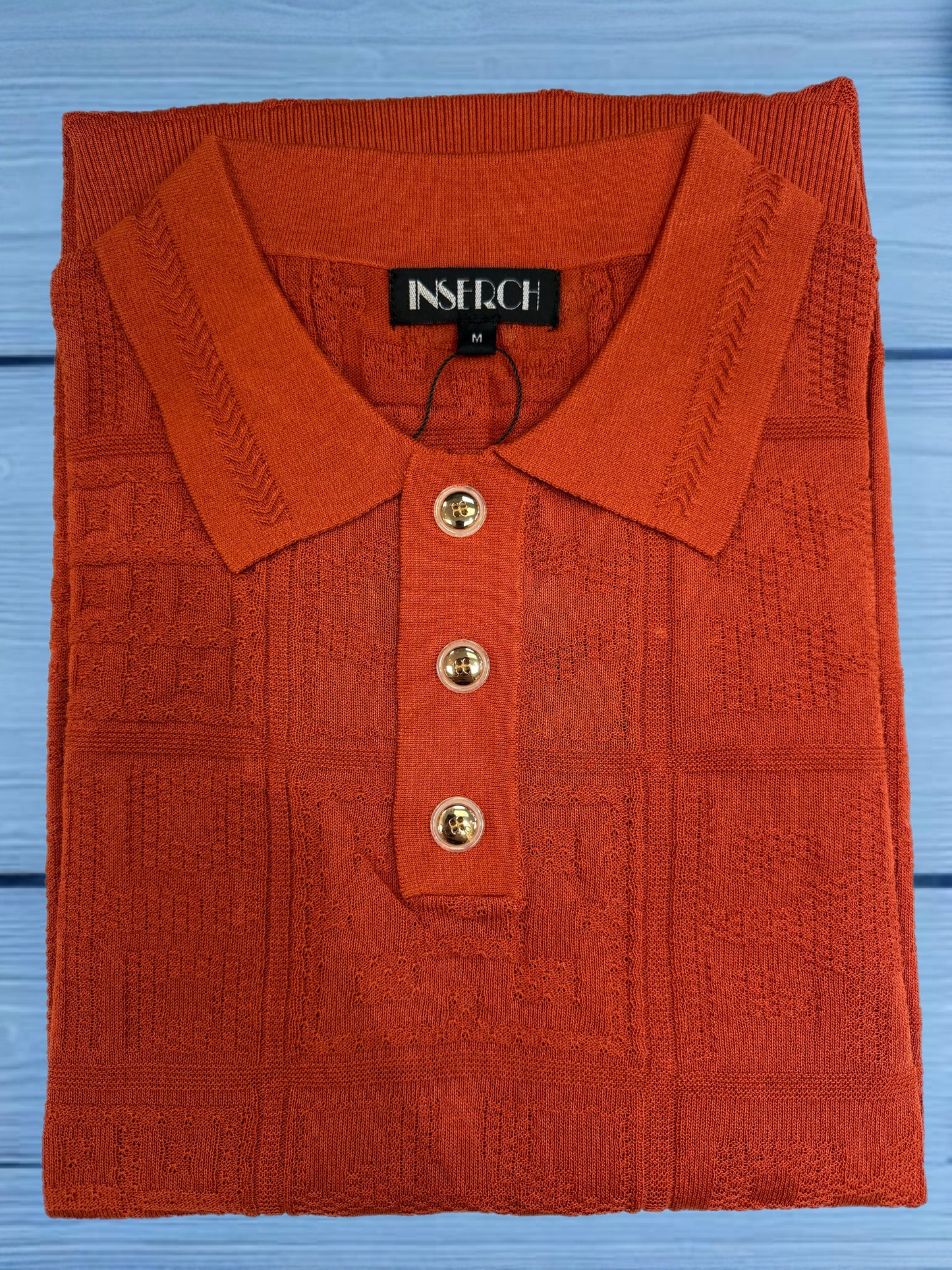 Inserch Short Sleeve Jacquard Knit Polo