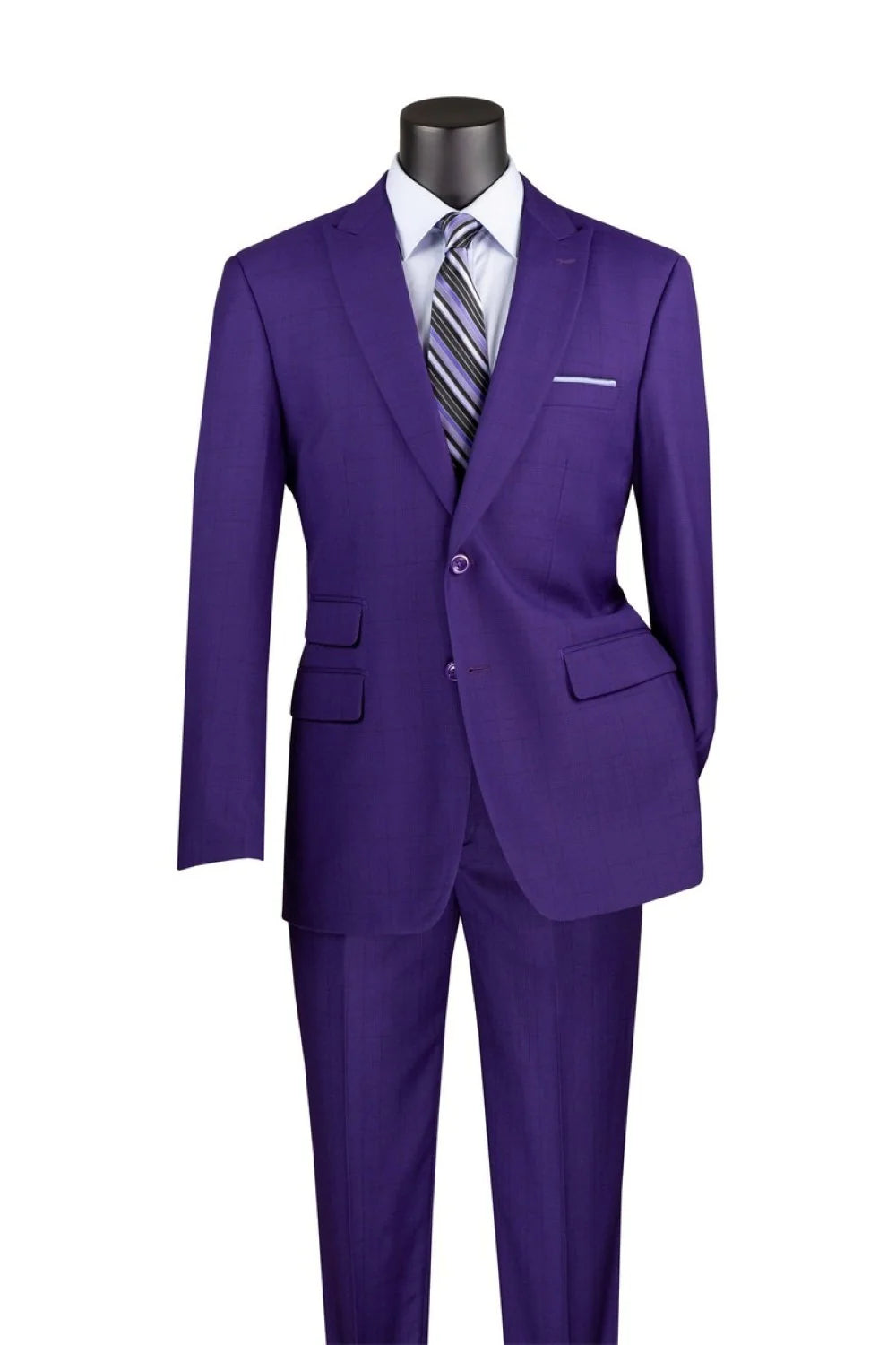 Vinci 2pc Modern Fit Windowpane Suit (Purple)
