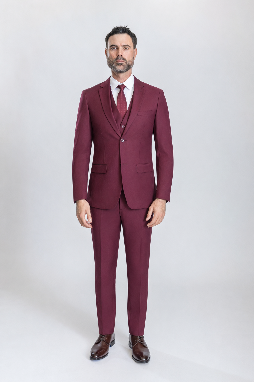 Caravelli 3pc Regular Fit Suit (Burgundy)