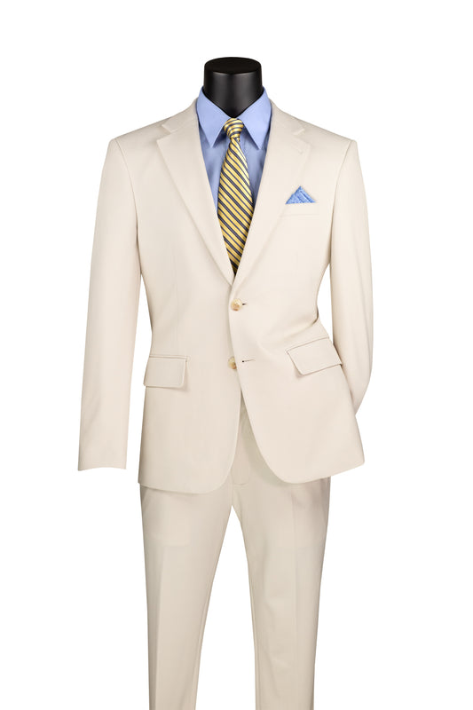 Vinci 2pc Slim Fit Single Breasted Super Stretch Suit w/Adjustable Waist (Bone White)