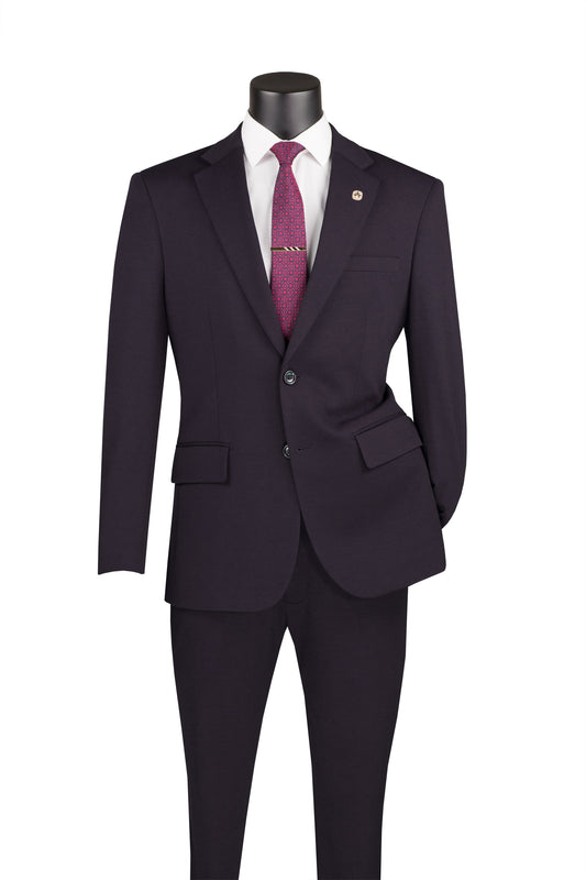 Vinci 2pc Slim Fit Single Breasted Super Stretch Suit w/Adjustable Waist (Charcoal)