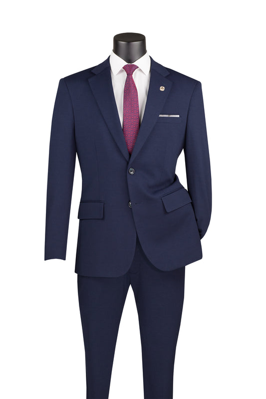 Vinci 2pc Slim Fit Single Breasted Super Stretch Suit w/Adjustable Waist (Navy)