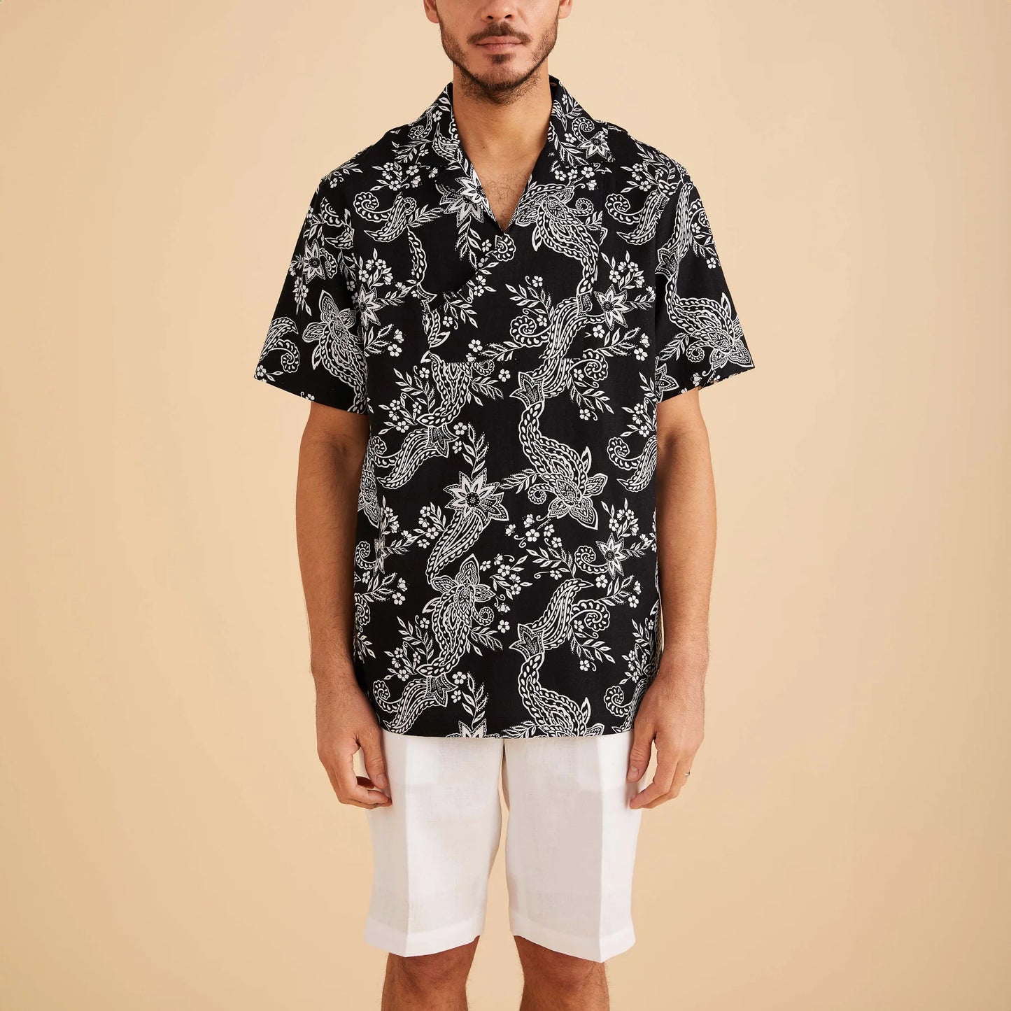 Inserch Short Sleeve Linen Pull Over Shirt