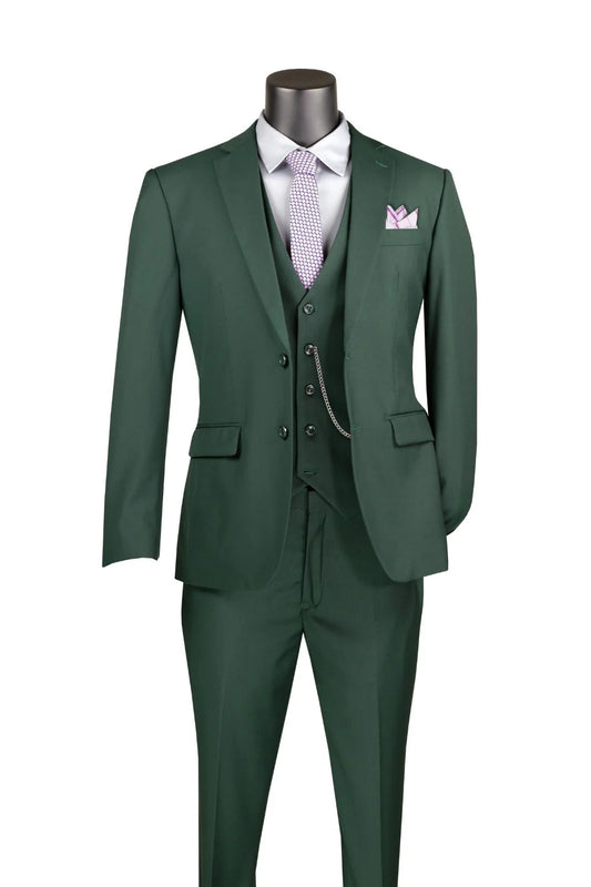 Vinci 3pc Slim Fit Single Breasted 2 button Suit (Hunter Green)