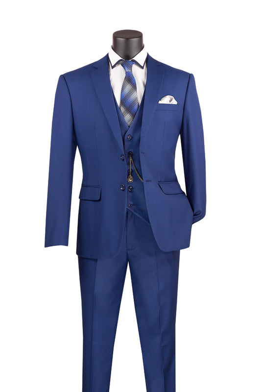 Vinci 3pc Slim Fit Single Breasted 2 button Suit (Twilight Blue)