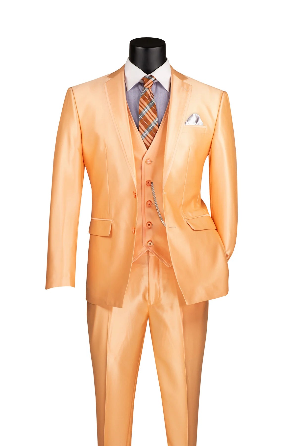 Vinci 3pc Slim Fit Satin Suit (Melon)