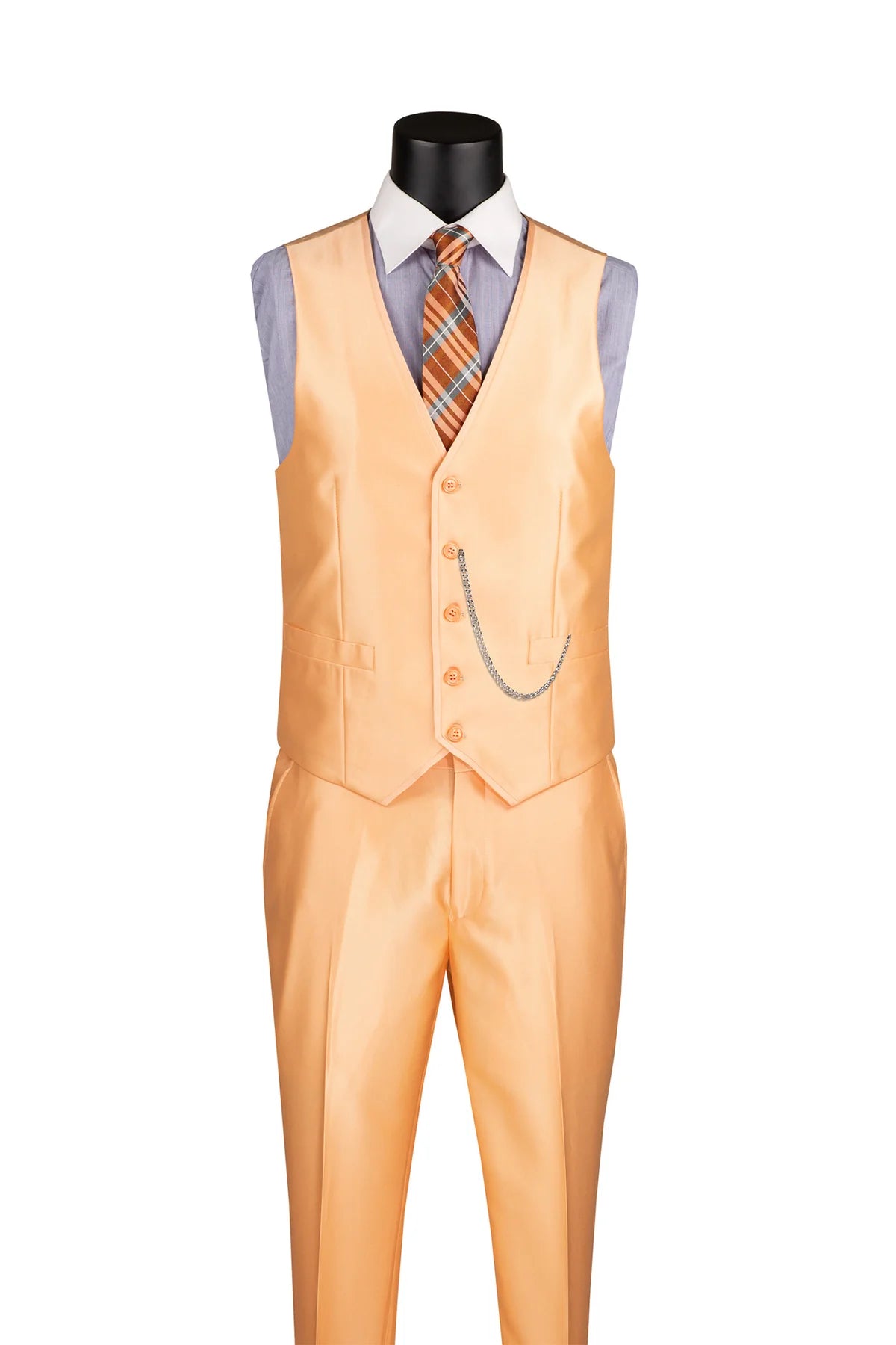 Vinci 3pc Slim Fit Satin Suit (Melon)