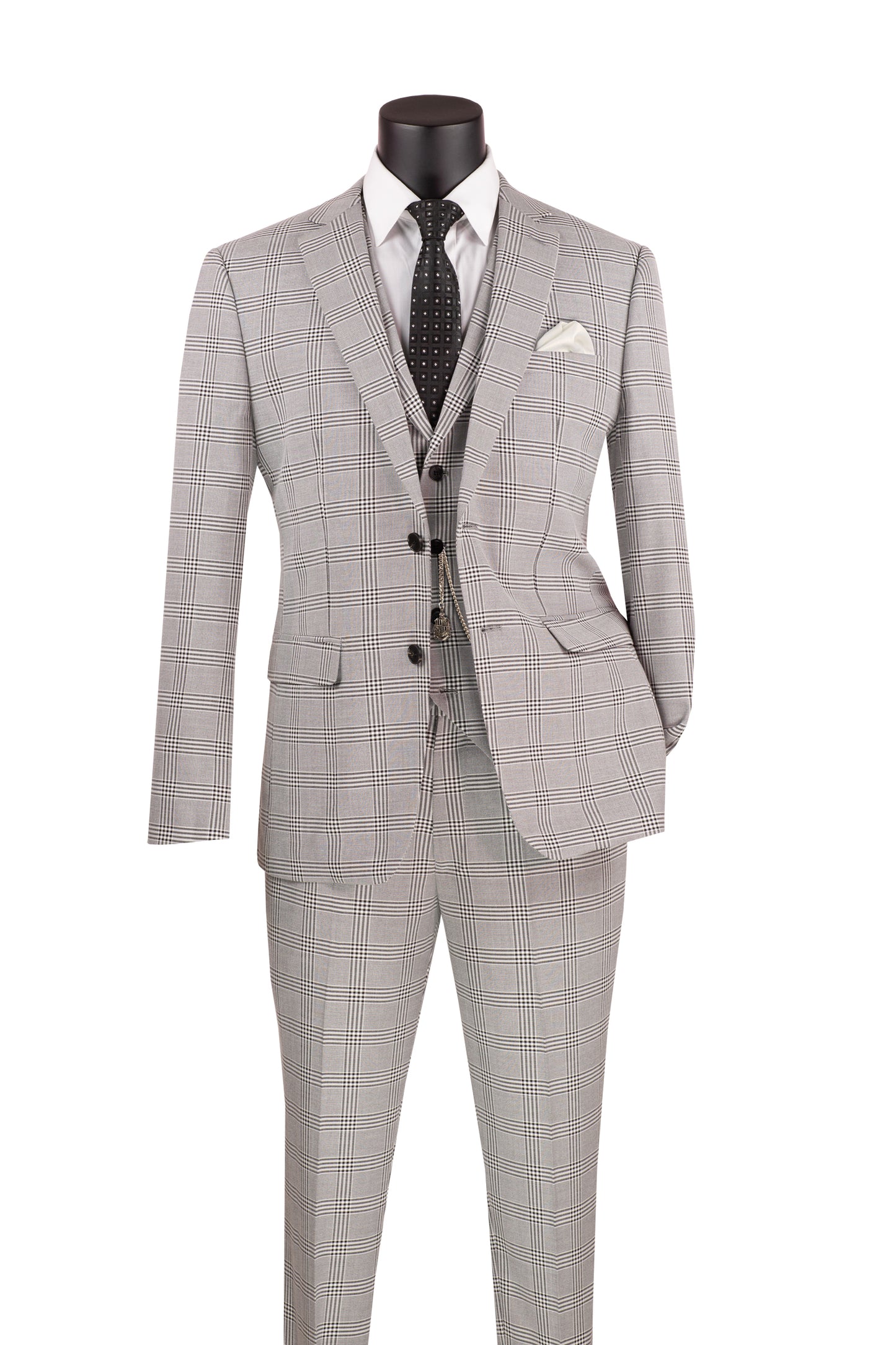 Vinci 3pc Slim Fit w/Stretch Arm Hole Suit (Black)