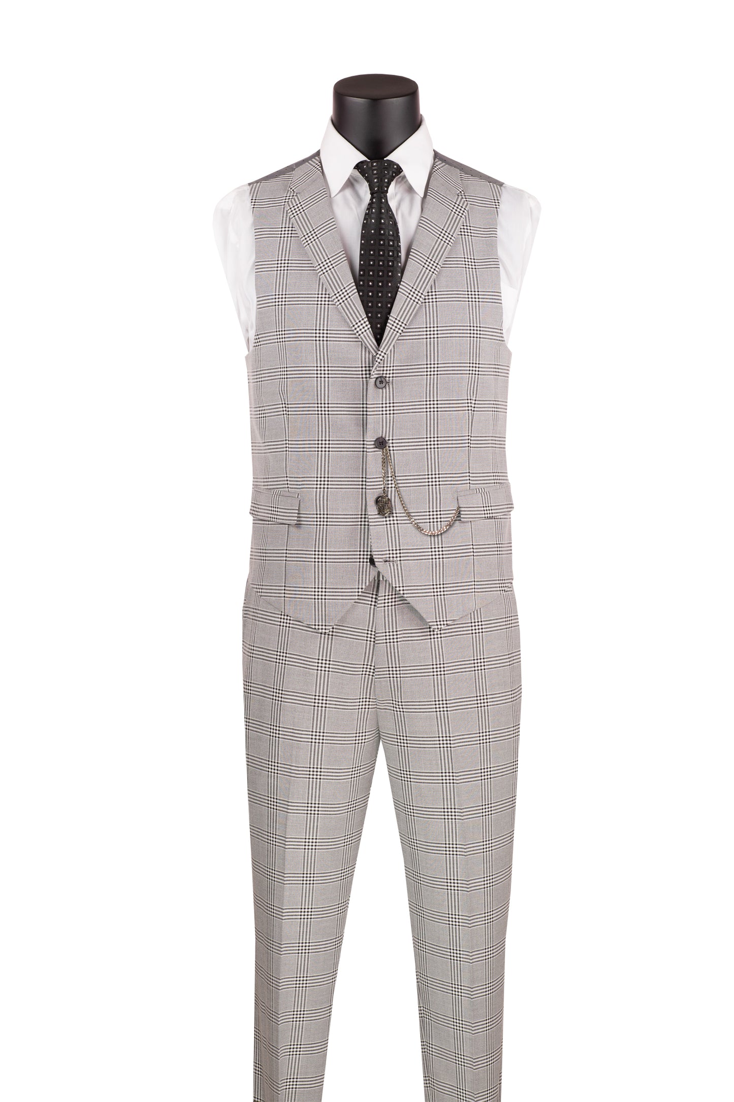 Vinci 3pc Slim Fit w/Stretch Arm Hole Suit (Black)