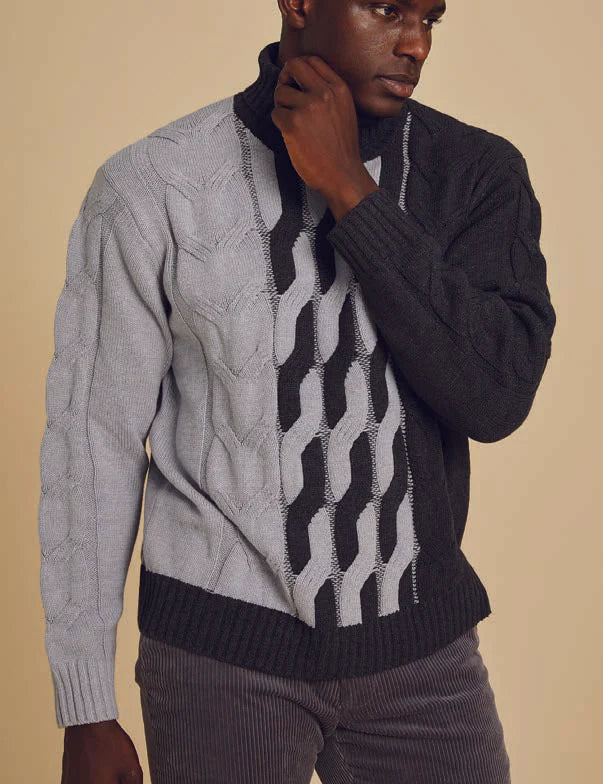 Inserch Cotton Blend Cable Knit Turtleneck Sweater