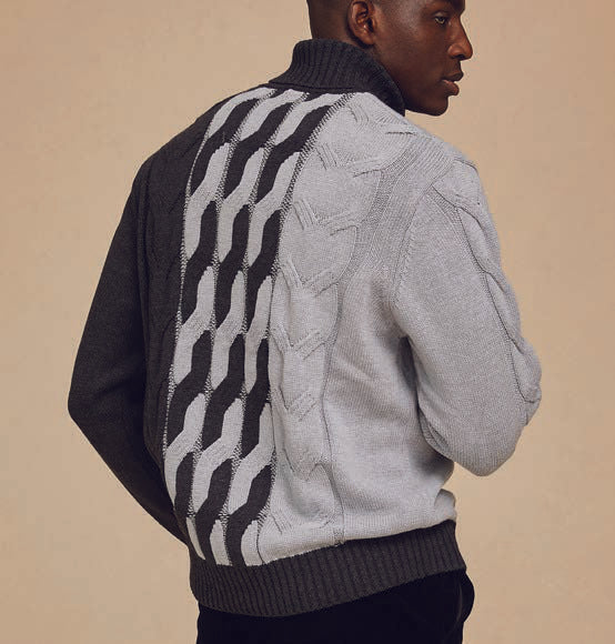 Inserch Cotton Blend Cable Knit Turtleneck Sweater