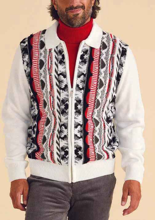 Inserch 3D Intarsia Full Zip Sweater