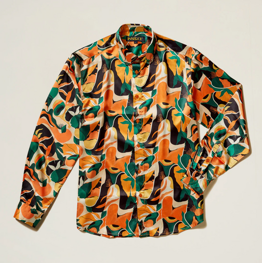 Inserch Long Sleeve Tropics Print Shirt
