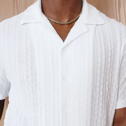 Inserch Jacquard Camp Collar Short Sleeve Shirt