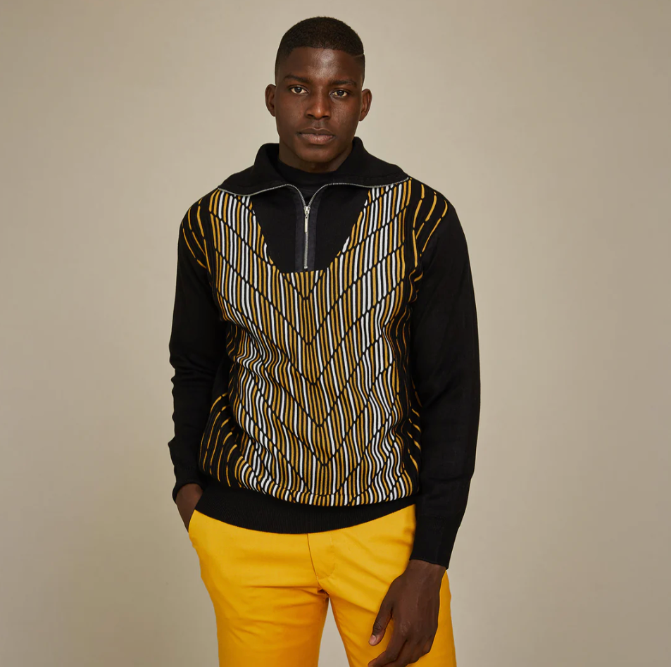 Inserch Geo Intarsia Half-Zip Sweater