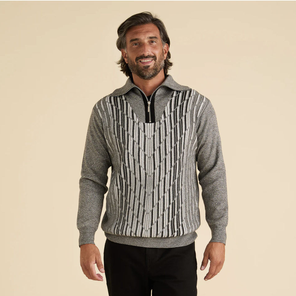 Inserch Geo Intarsia Half-Zip Sweater