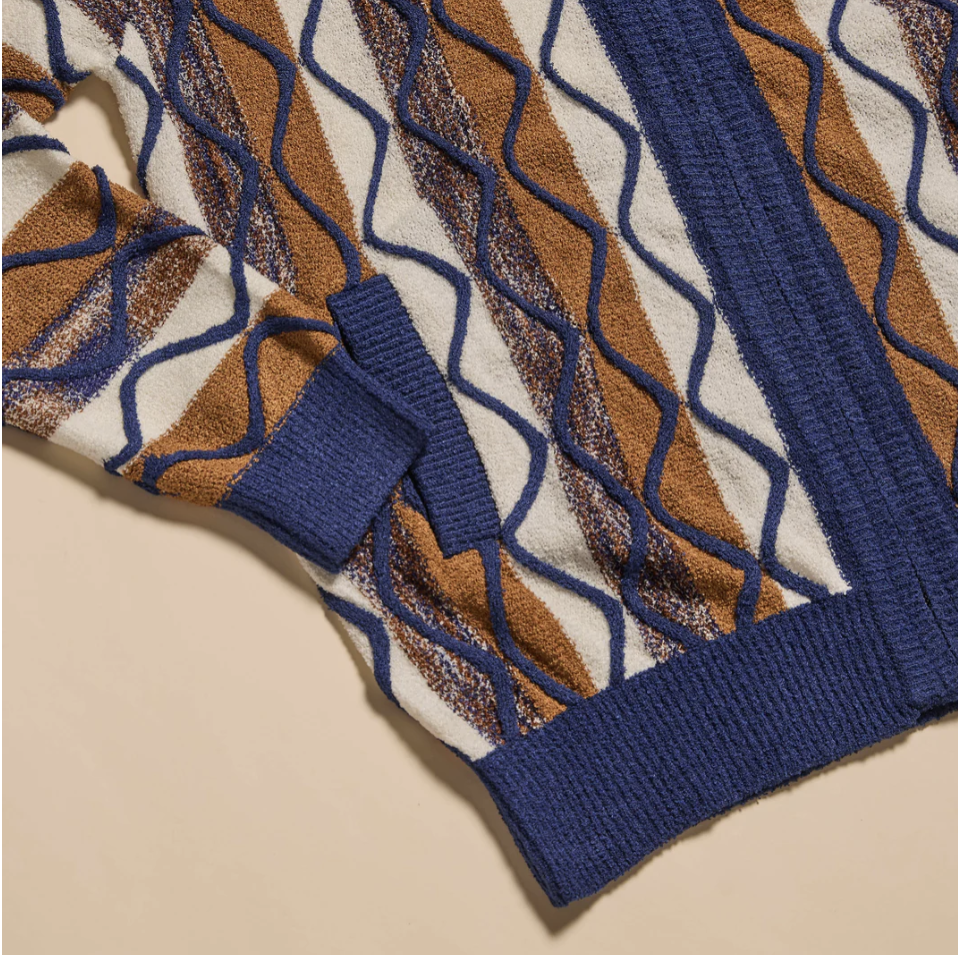 Inserch Boucle Yarn Graphic Full Zip