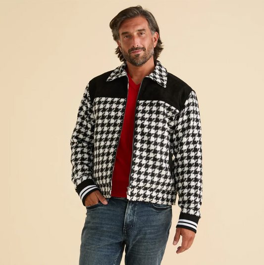 Inserch Houndstooth Bomber Jacket
