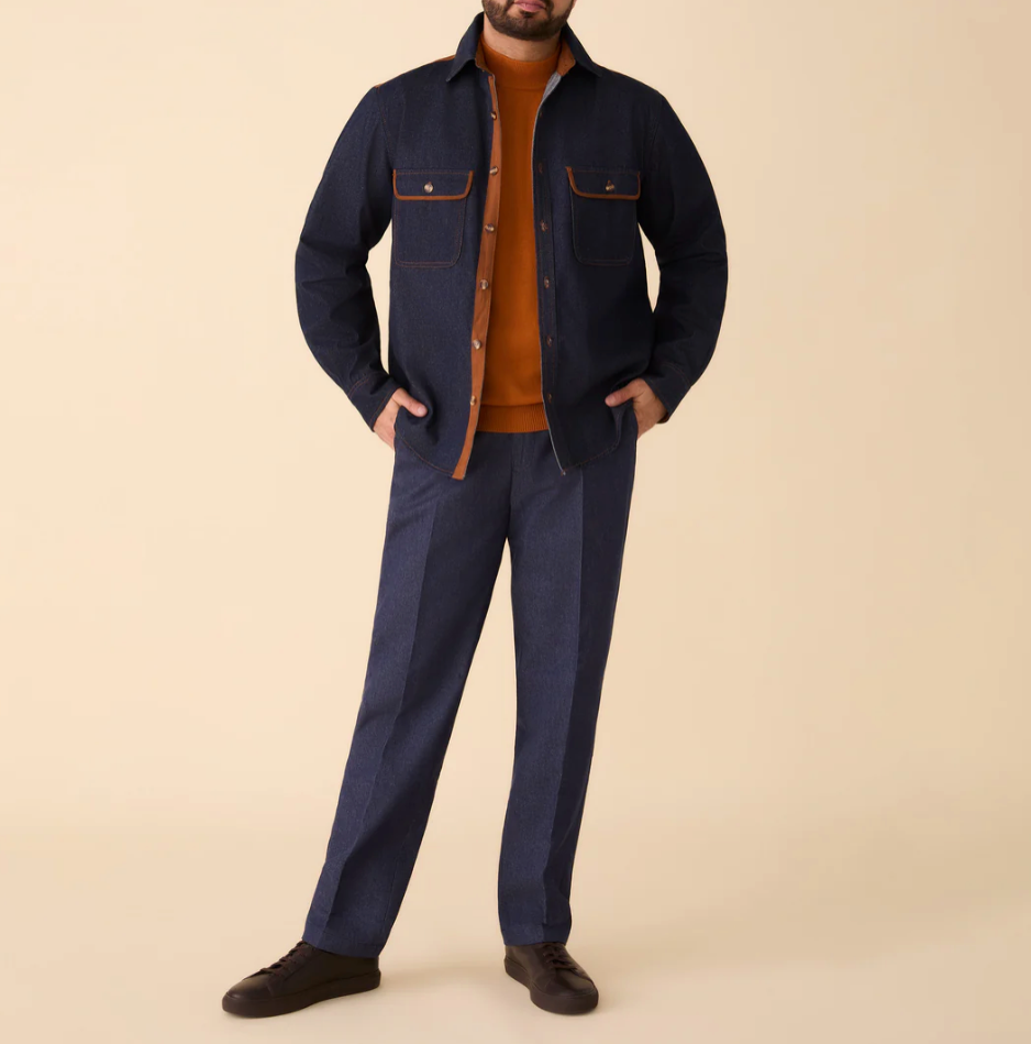 Inserch Denim Shirt w/ Suede Trim Set