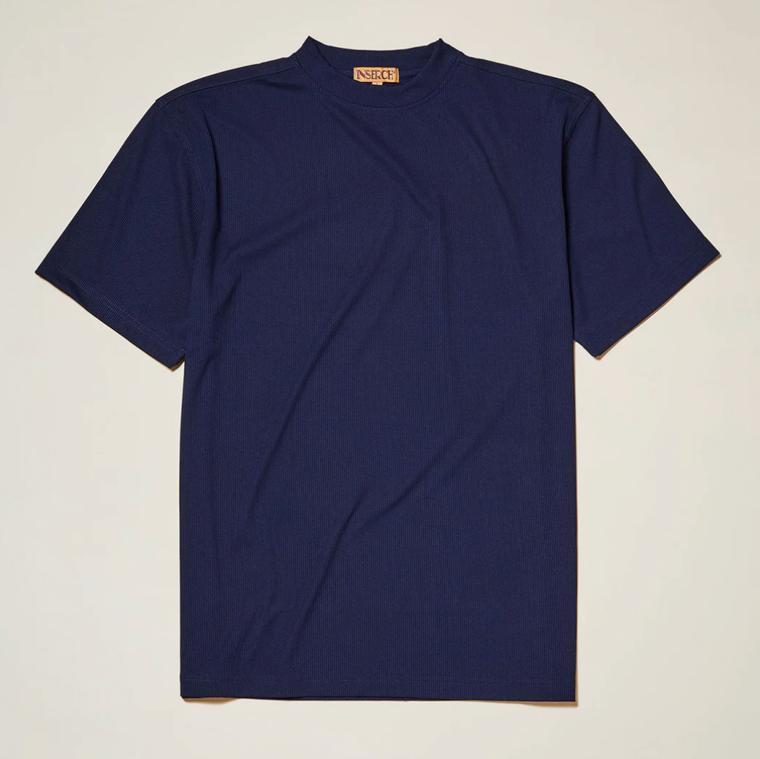 Inserch Rib Crew Neck T-Shirt (Navy Blue)