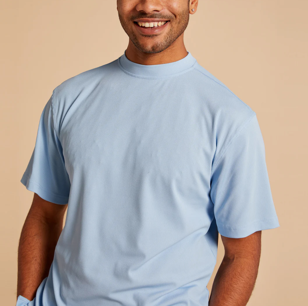 Inserch Rib Crew Neck T-Shirt (Lake Blue)