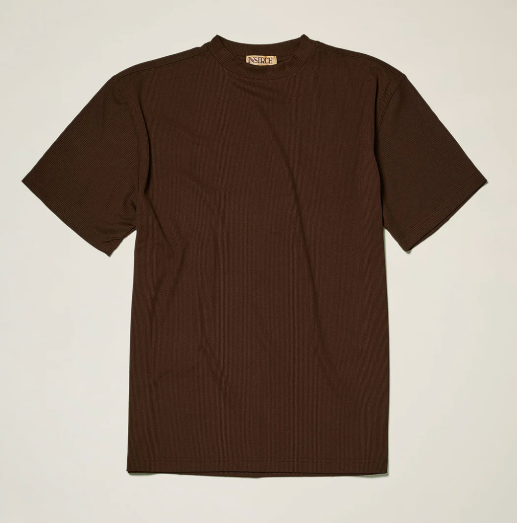 Inserch Rib Crew Neck T-Shirt (Brown)