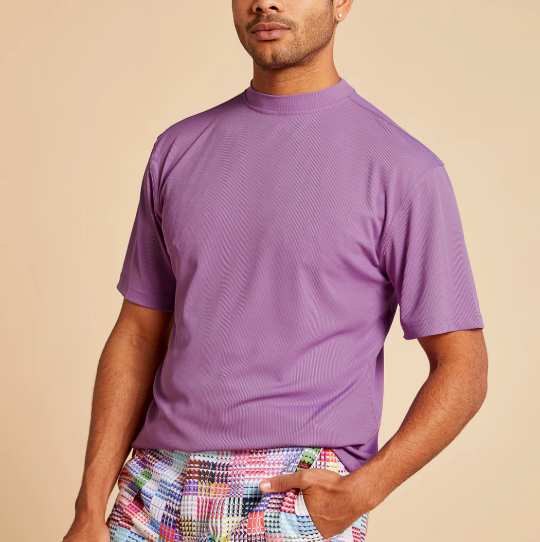 Inserch Rib Crew Neck T-Shirt (Lavender)