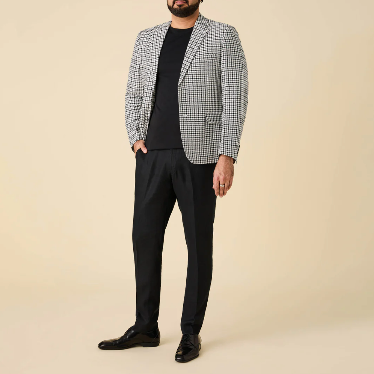 Inserch Houndstooth Linen Blazer