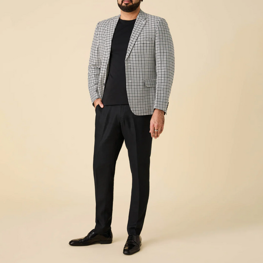 Inserch Houndstooth Linen Blazer